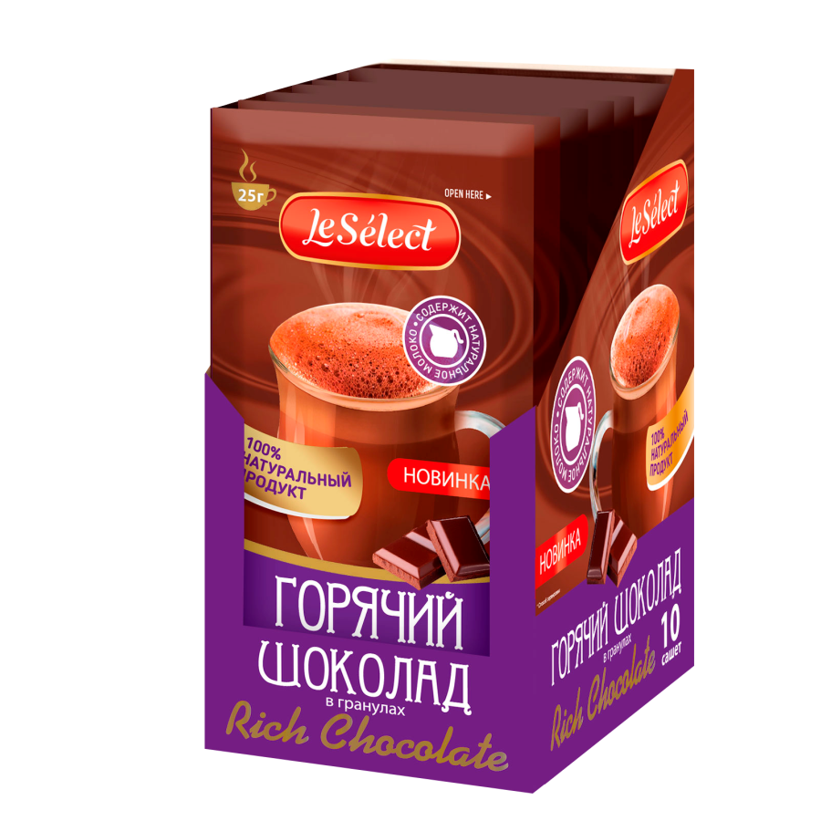 Шоколад гранулированный "Le Select" Rich Chocolate, шоу-бокс 10 шт по 25 г